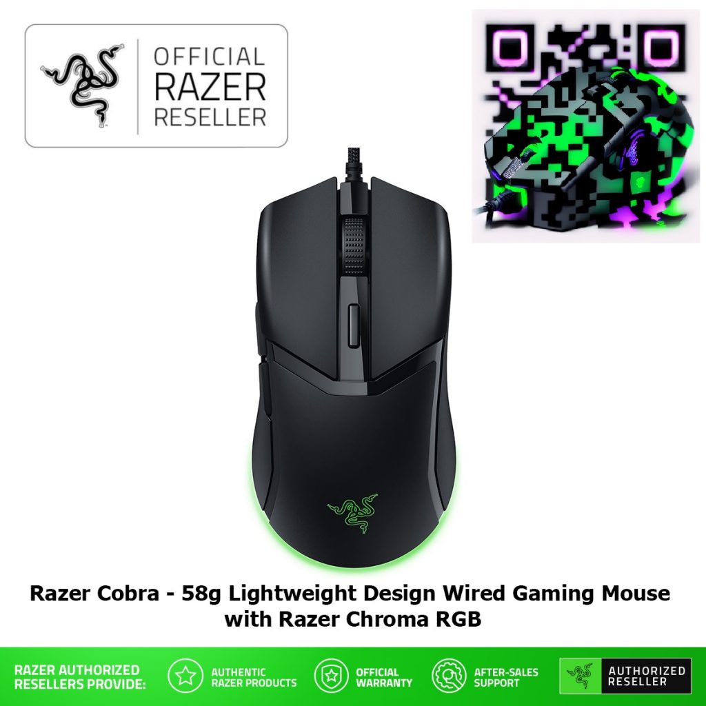 Razer Cobra Lightweight Wired Gaming Mouse Chroma RGBRazer Cobra MouseLightweight Gaming Mouse
Chroma RGB Illuminated Gaming Mouse
Razer