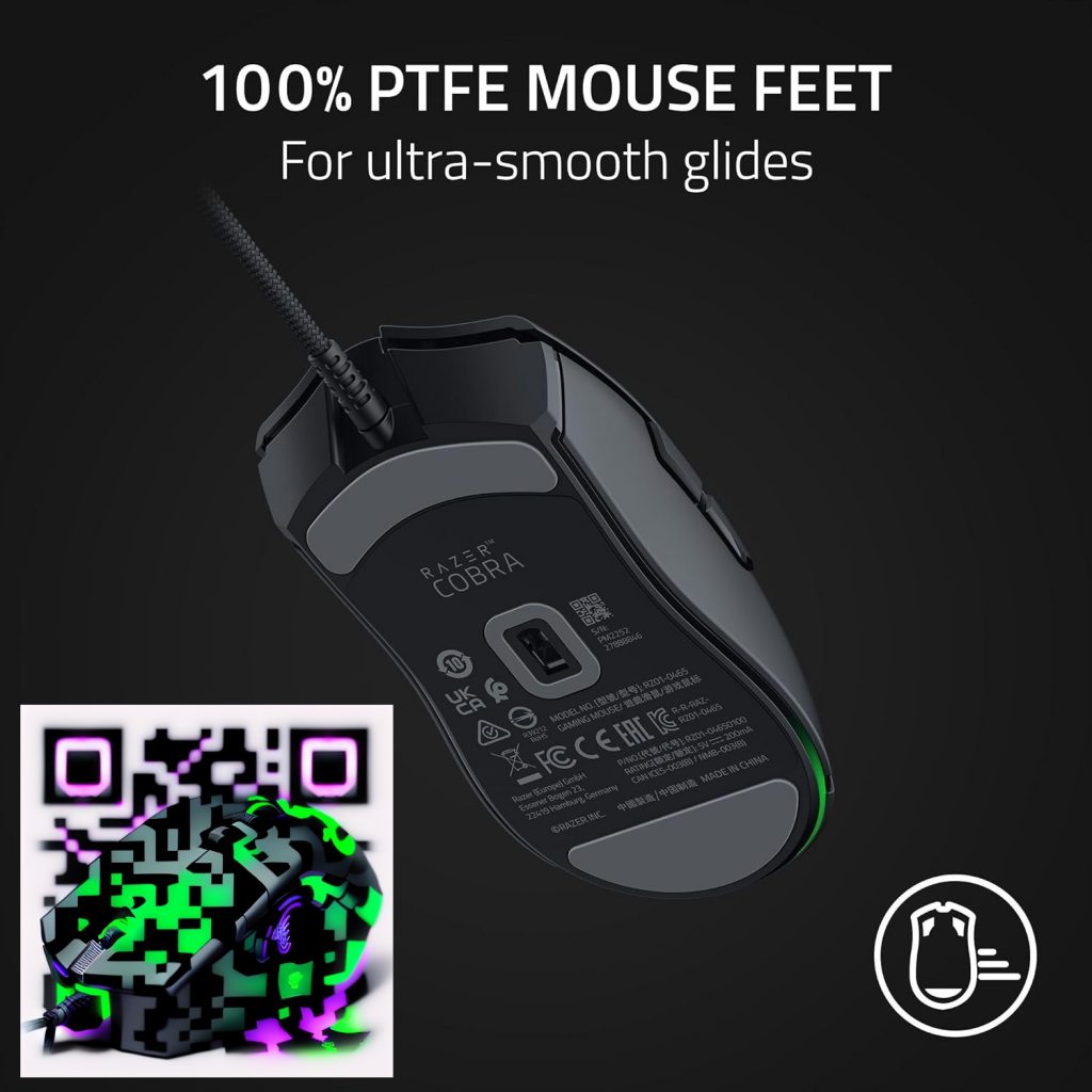 Ergonomic design of the Razer Cobra Lightweight Wired Gaming Mouse Chroma RGB